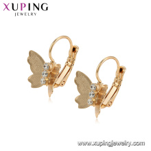 95493 xuping new arrival top grade ajuste zircão cúbico fantasia 18 k ouro hoop brinco com charme borboleta